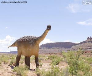 пазл Динозавр в пустынный пейзаж